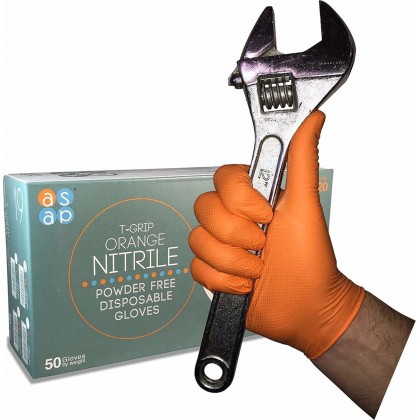 ASAP T-Grip Orange Nitrile Powder Free Mechanical Working Gloves (50's per box) ASAP T-Grip Orange Nitrile Powder Free Mechanical Working Gloves (50's per box)